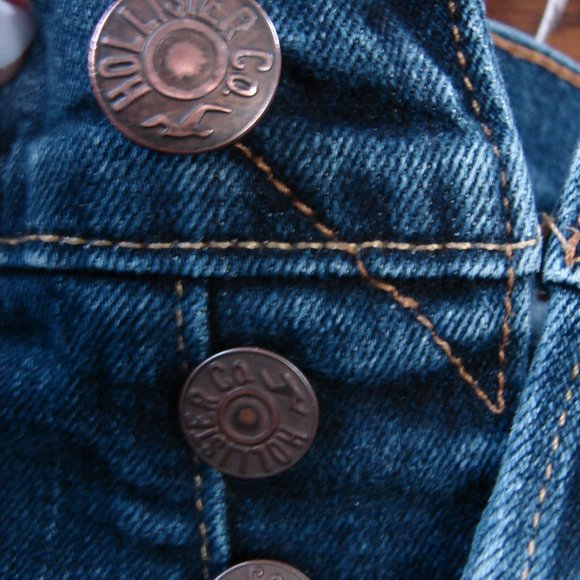 Hollister #3E0689 Ladies Jeans 30 x 32  Button Fly Mid Tone wash gold threading - Picture 2 of 16